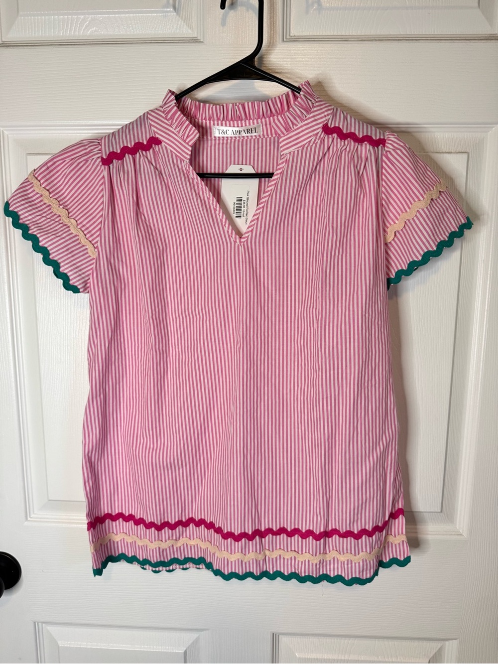 Pink Striped RicRac Blouse - Picture 2 of 6